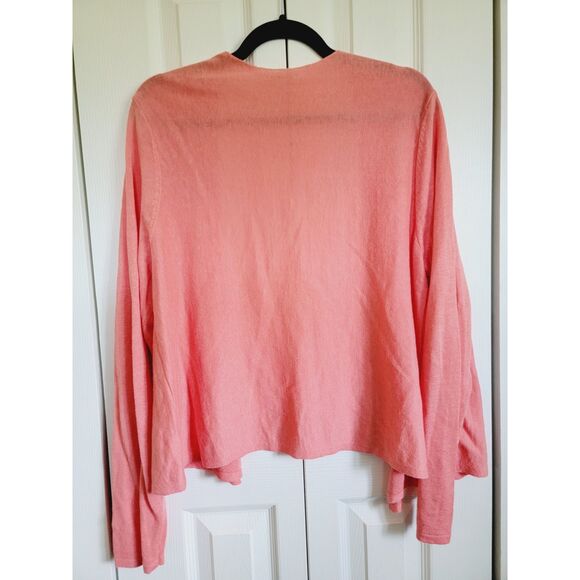 J. Jill L Linen/Cotton‎ Short Open Front Cardigan Womens Coral L/S  Large - Picture 2 of 7